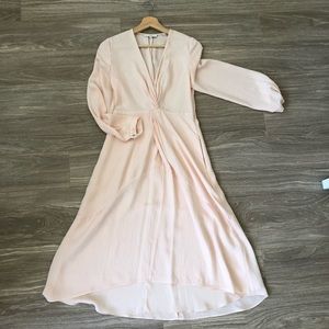 Vince Twist Drape Long-Sleeve Dress in Blush